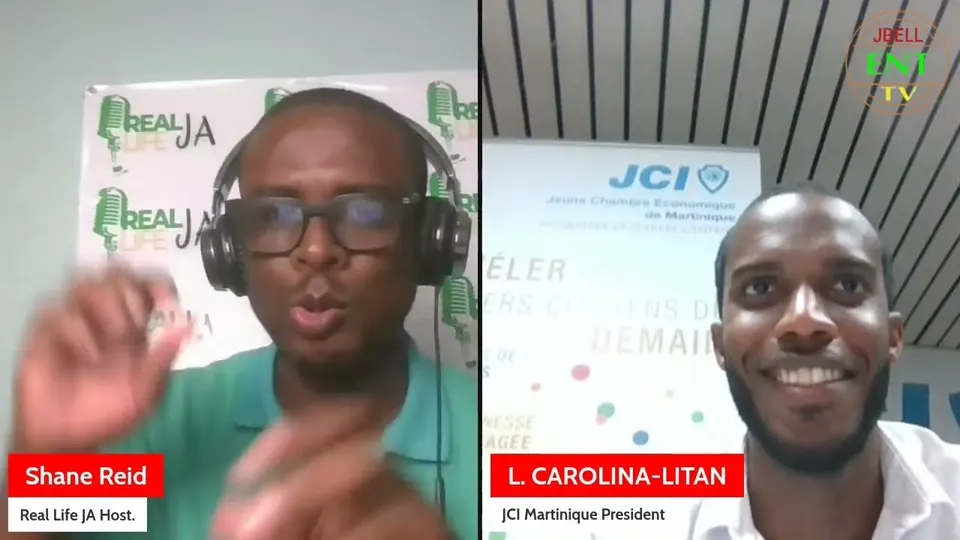 Luidgi Carolina-Litan speaking on the Martinique and Jamaica economic connection for the Junior Chamber of Commerce